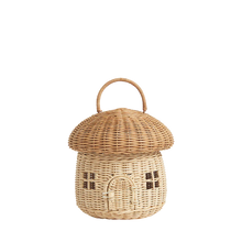 Load image into Gallery viewer, Mushroom Basket has a flat base and can be displayed upright. Use it as a carry bag or decorative basket.
