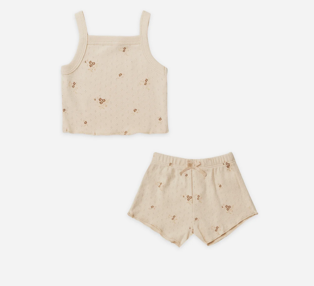 POINTELLE TANK+SHORTIE |  DITSY CLAY - Quincy Mae