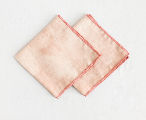Blush Logwood Dyed - Napkin Set Set of two 12” x 12” Linen Napkins, dyed in Los Angeles using Logwood.