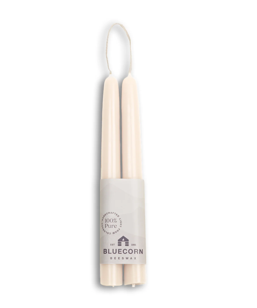 Bluecorn Hand-Dipped Beeswax Taper Candles