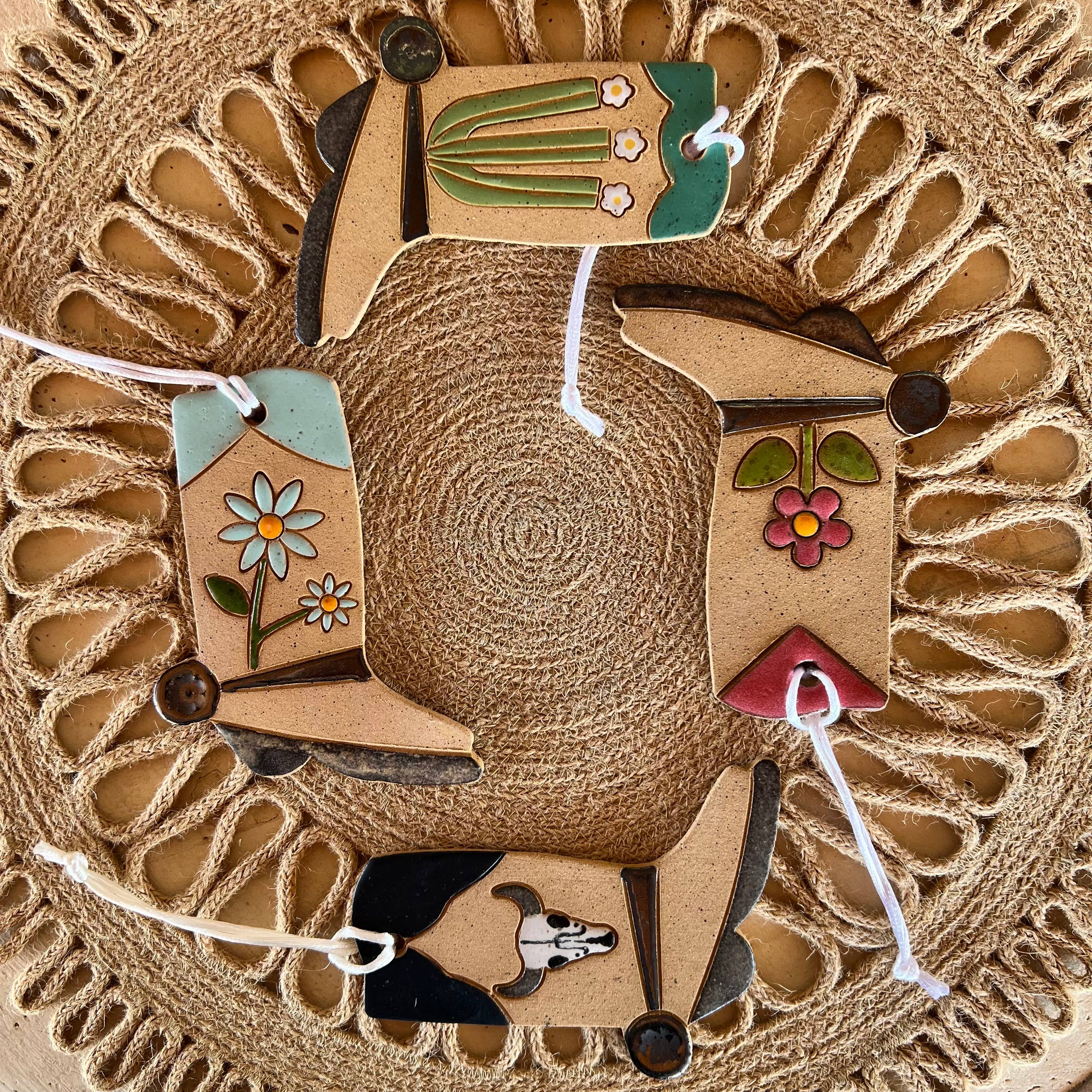 Tough Kitty Designs - 2025 Ceramic Boot Ornaments: Daisies - Thumbnail 3