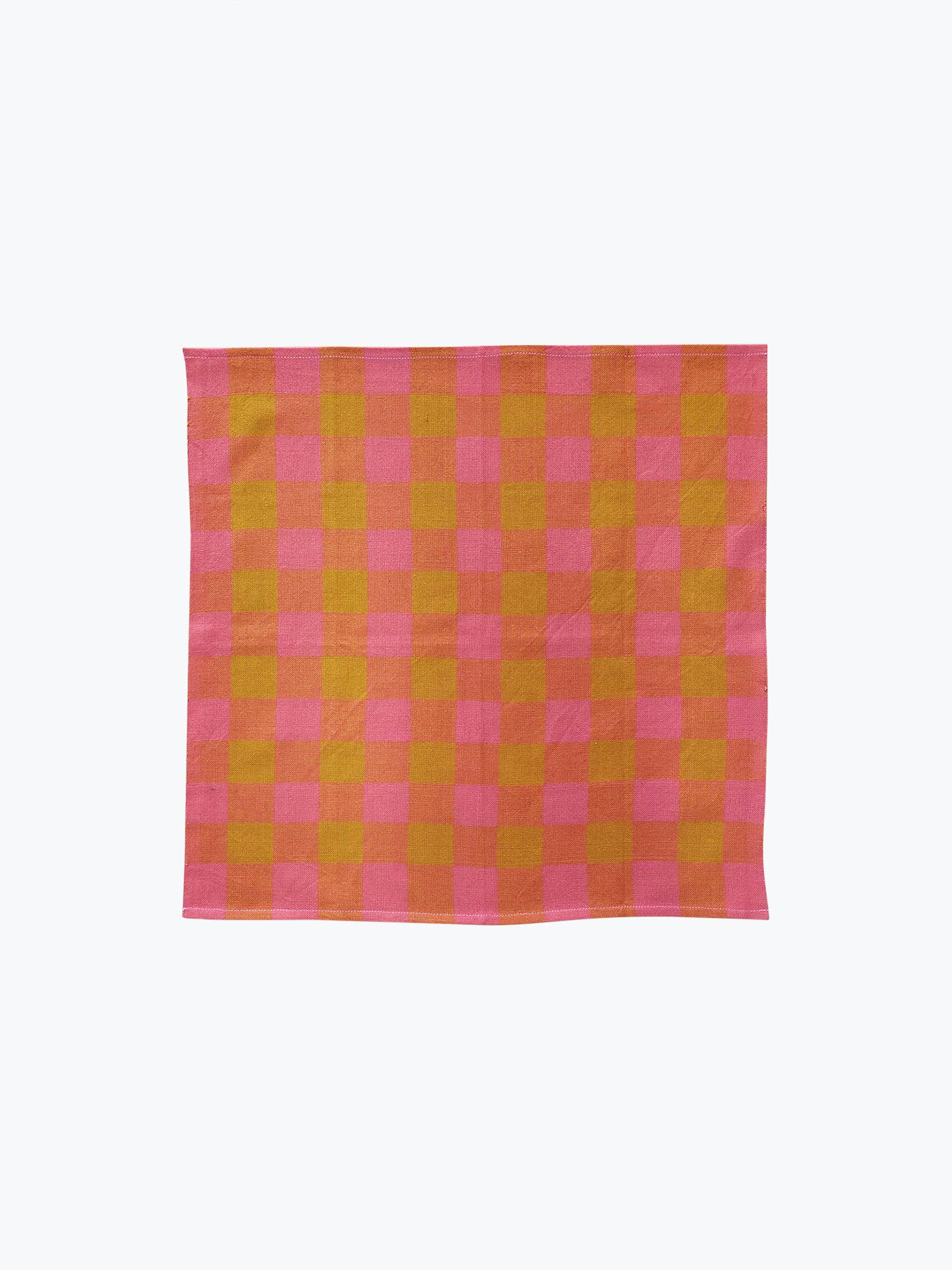 Big Gingham Napkin Pair - Limon - Thumbnail 2