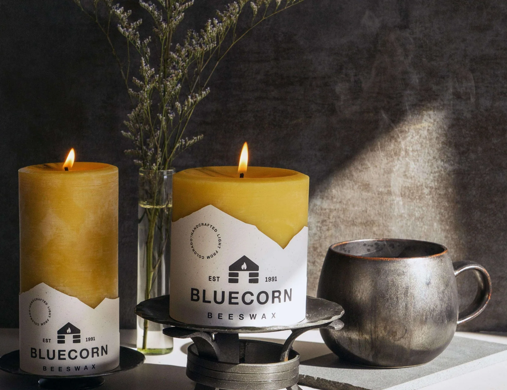 Bluecorn Hand-Dipped Beeswax Taper Candles - 8" | DUSK