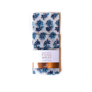 BEESWAX FOOD WRAPS | 3 PACK | BLUE FLORAL - BEE KITCHEN