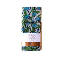 Load image into Gallery viewer, BEESWAX FOOD WRAPS | 3 PACK | GREEN &amp; BLUE FLORAL VINES - BEE KITCHEN
