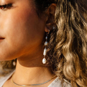 Pearl Hoop Drop Earrings - DEA DIA