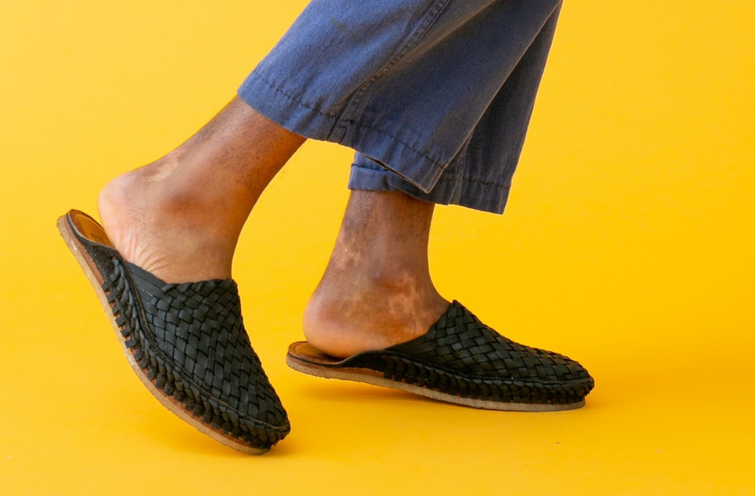 WOVEN CITY SLIPPER / IRON-DYED LEATHER | MEN'S - MOHINDERS