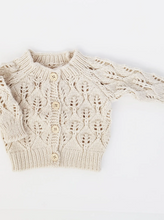 Load image into Gallery viewer, LEAF LACE HAND KNIT CARDIGAN SWEATER | NATURAL

